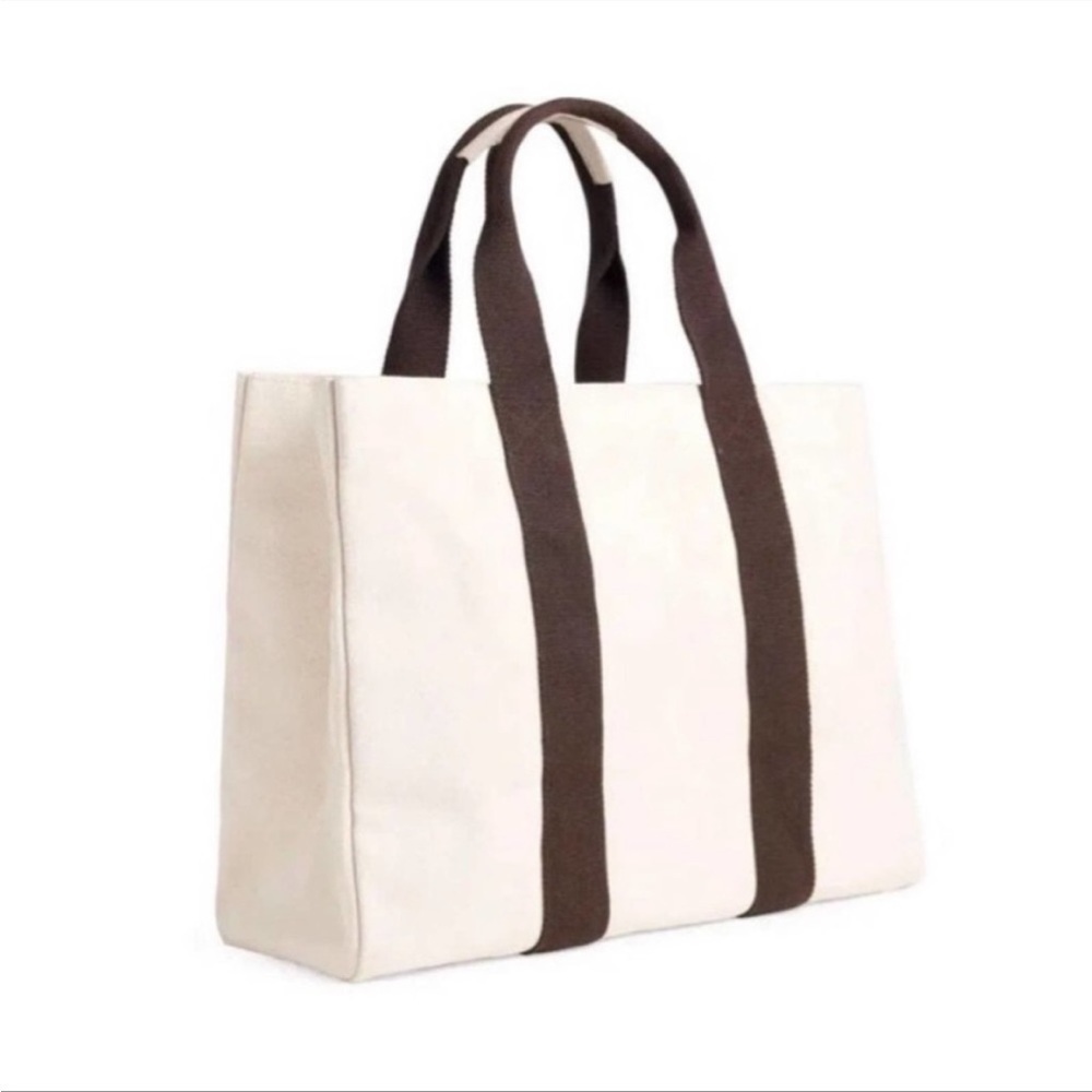 Le Bar Marche La Plage Oversized Beach Tote Curateur Rachel Zoe Beige NWT - Picture 2 of 10